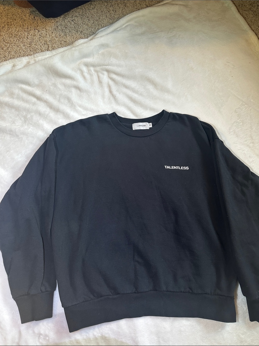 TALENTLESS Black Crewneck Sweatshirt with Small Chest Logo